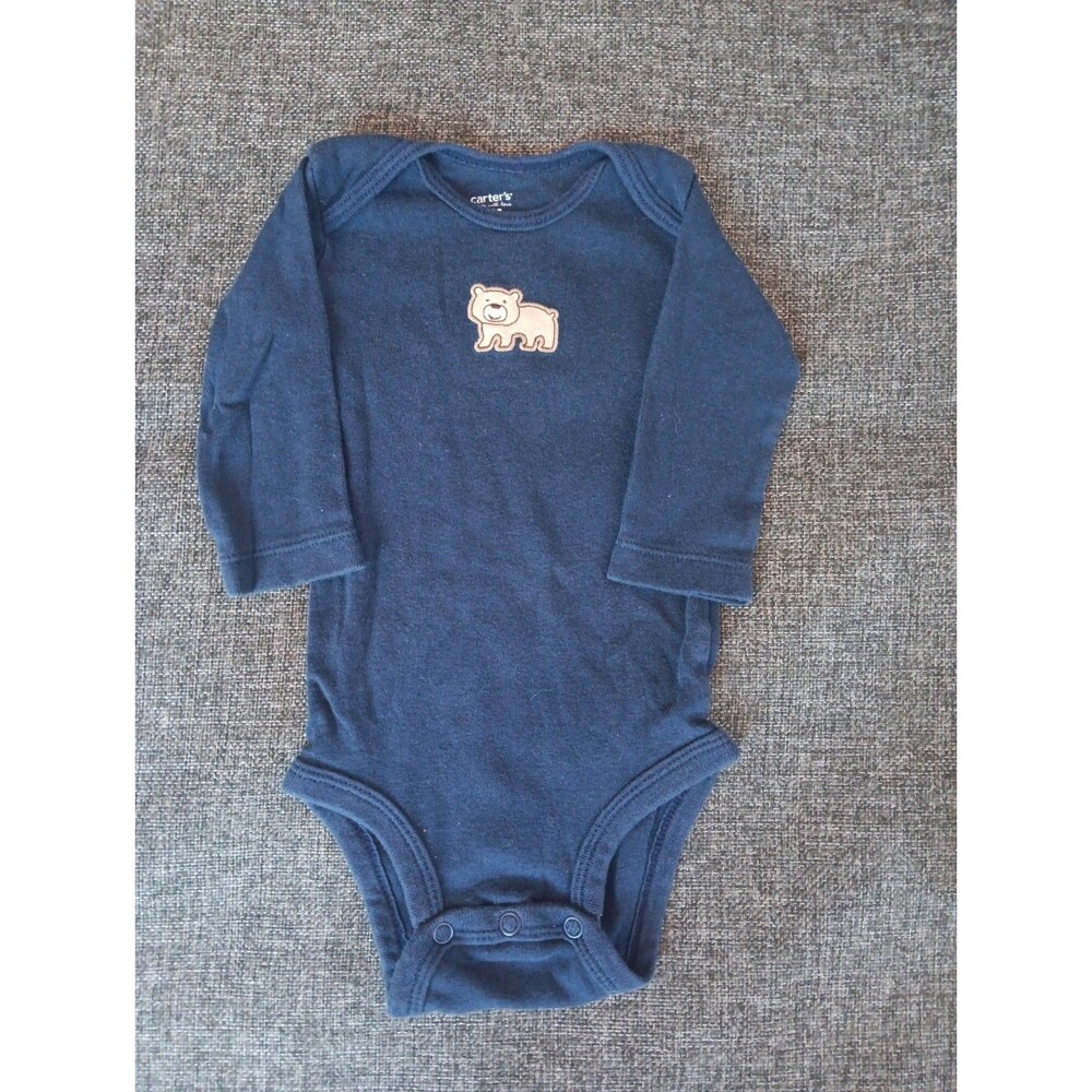 Carters Shirt 3 month Boys Blue Long sleeve Snap Up bear
